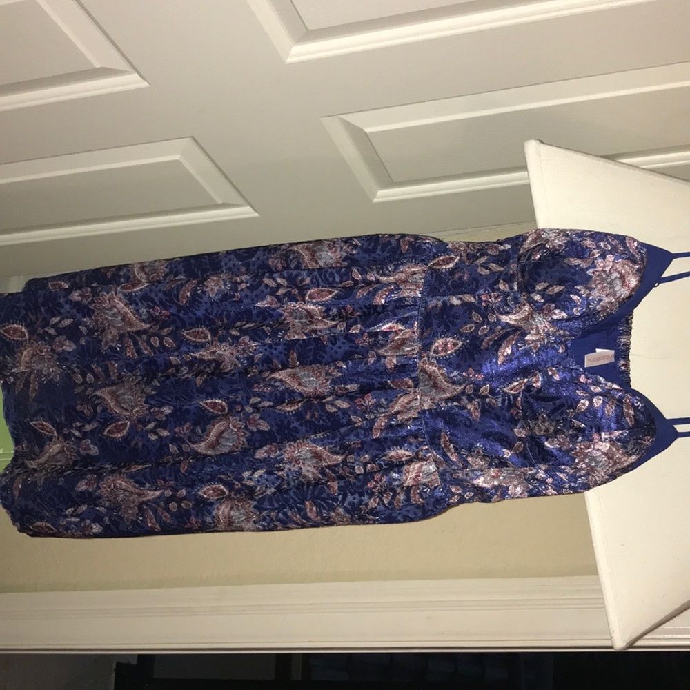 Blue bandana pattern spaghetti strap dress